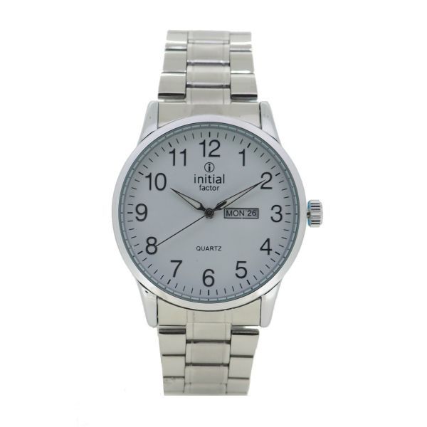 Initial Gents Metal Strap Watch With Date and Date WK367 Num
