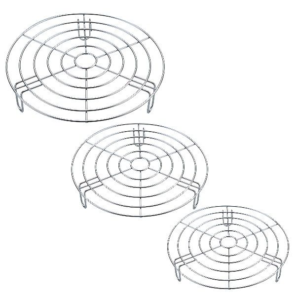 3 Pack Durable Multi-Purpose Steaming Rack - Silver