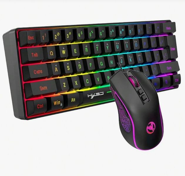 HXSJ - Wired RGB Backlit Gaming Keyboard &amp; Mouse Set - Black