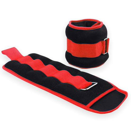 Red & Grey, 2 x 1.5kg Adjustable Ankle Wrist Weights 