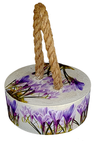 Perfectly Potty - Artisan Rope &amp; Cement Door Stopper - Purple Crocus