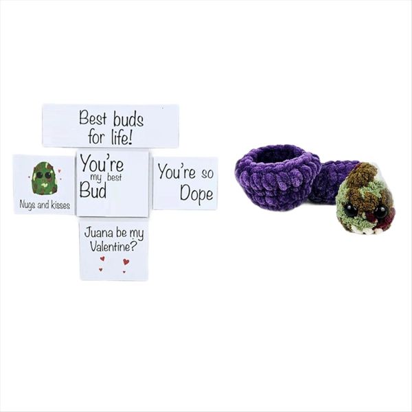 Adopt a Weed Nugget Plushie with Bowl and Encouragement Cards - Blue