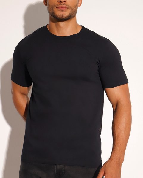 BREETH - Men's Black Comfortable Cotton Plain Short Sleeve Travel T-Shirt