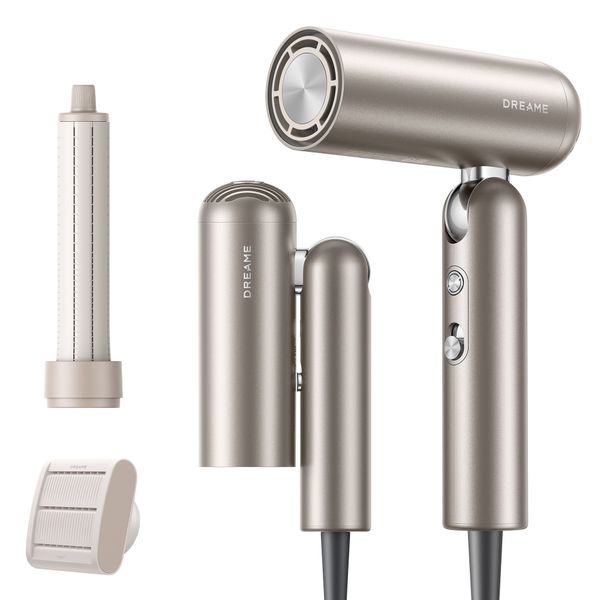 Dreame Pocket 3-in-1 High-Speed Hair Dryer (Titanium Gold) - 110,000 RPM, 300 Million Negative Ions