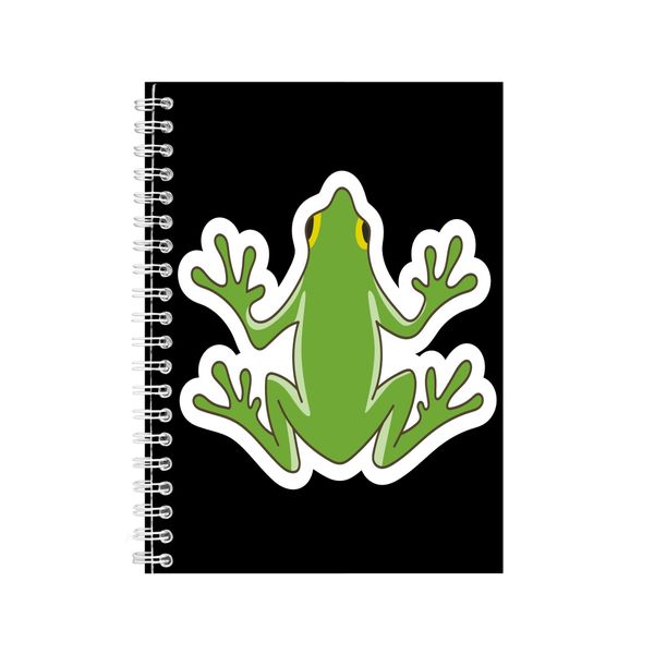 Green A5 Notebook Spiral and Lined Frog Lover Graphic Toad Notepad Gift 198