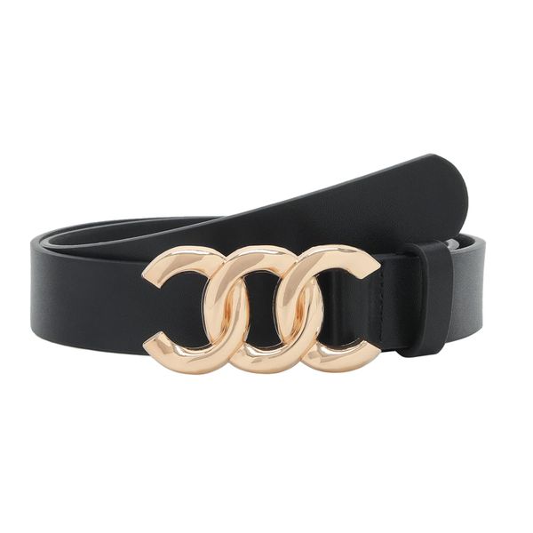 Women Faux Leather Belt - Gold Buckle for Jeans Dress Cinch