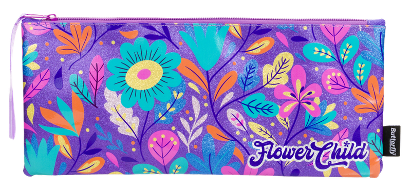 PENCIL CASE - 33cm FLAT NYLON GIRLS (FLOWER CHILD)