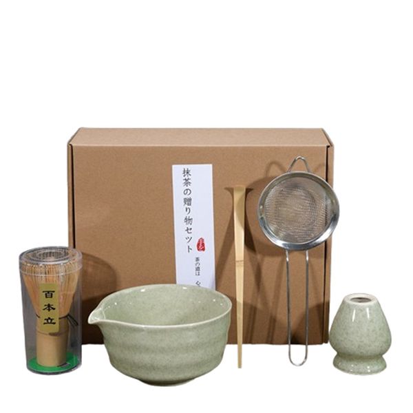 Ceramic Matcha Tea Set, 5-Piece with Matcha Bowl, Whisk and Whisk Holder