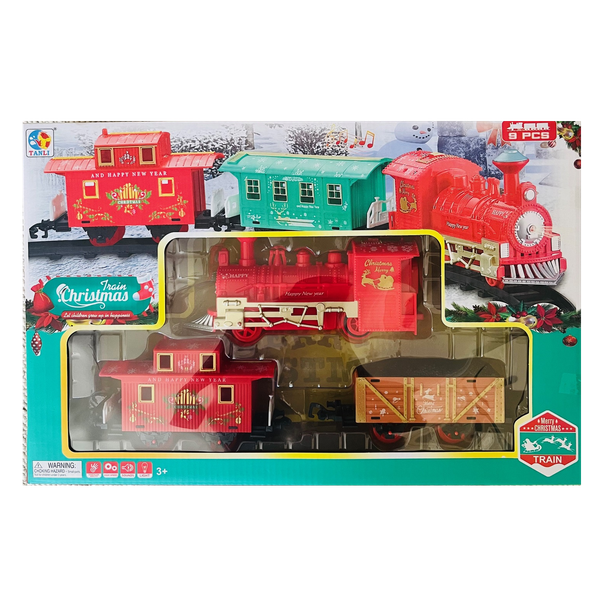 Merry Christmas Battery Operated Train Set - 9 Piece