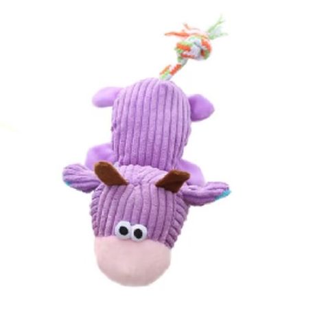 Chew Knotted Purple Calf Teeth Cleaning Interactive Play Dog Toy Image