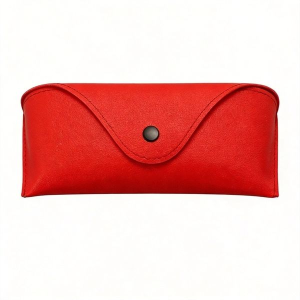 Litchi Snap Button Glasses Case Soft Padded Protective Eyewear Holder