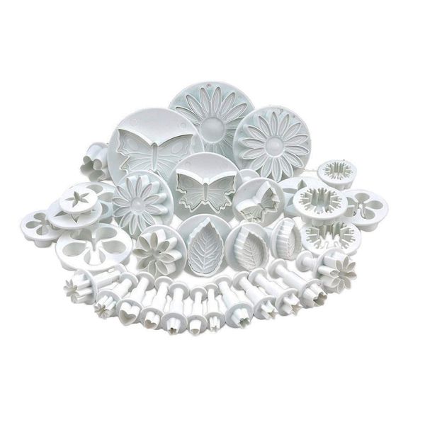 33 Piece Fondant Cake Cookie Plunger Cutter Sugarcraft Flower Leaf