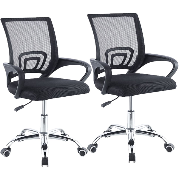 Office Chairs - Mesh Fabric Mid-Back -2 Pack -Black Colour
