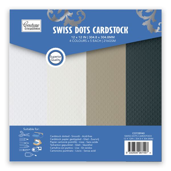 Swiss Dots Cardstock Pack - 4 Colours x 5 Each (20 Sheets)