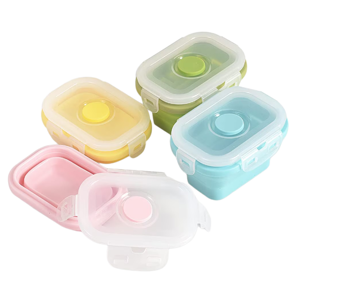 Food Container Set (4 Pieces) Food-Grade Silicone Material