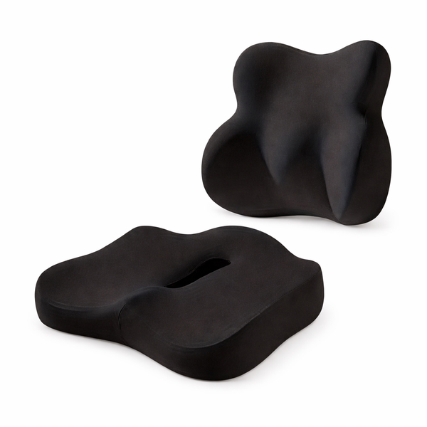 Memory Foam Seat Cushion &amp; Lumbar Support Set -Ergonomic Back
