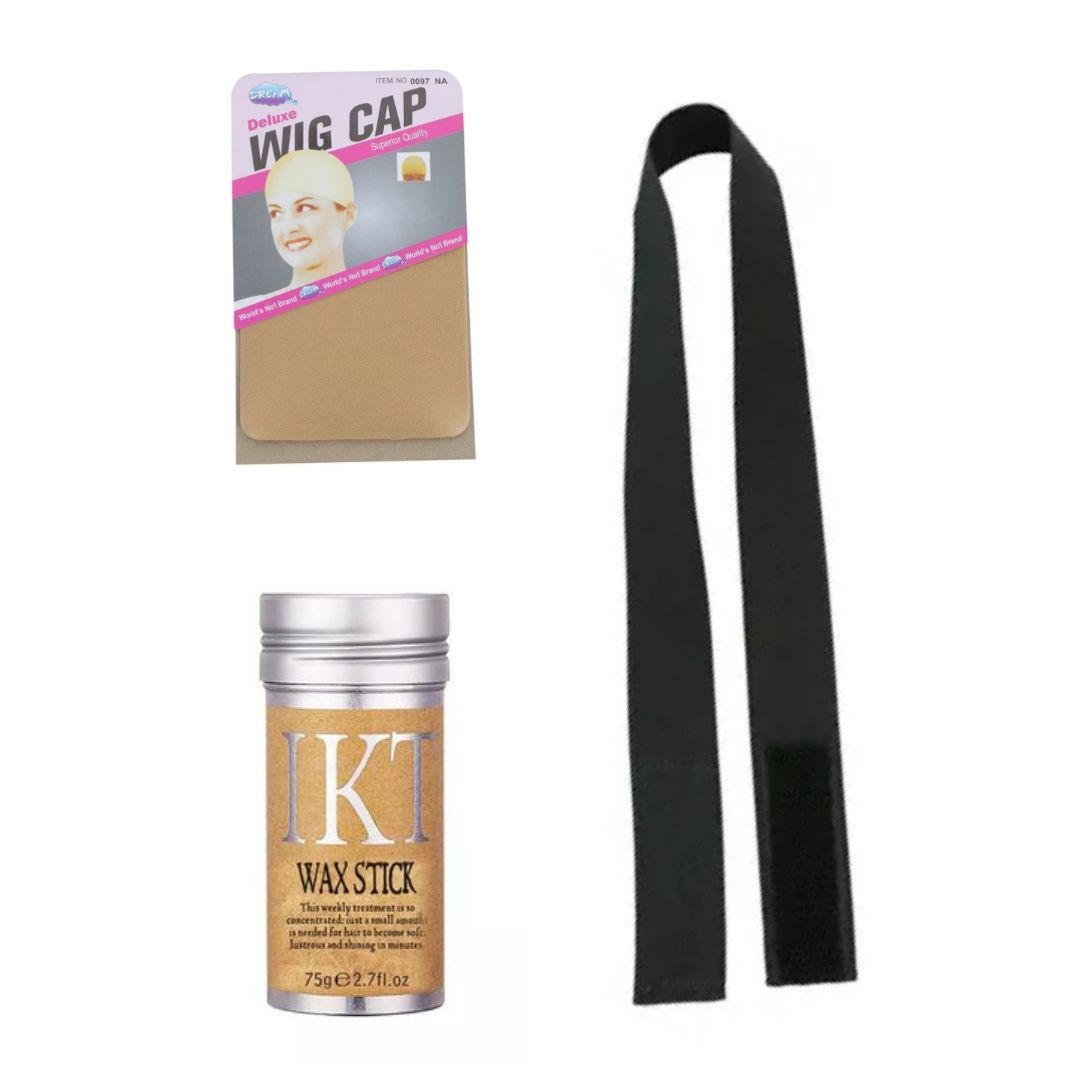 HOS - Beige Wig Cap Kit Wax Stick & Elastic Band For Wigs Combo | Shop ...