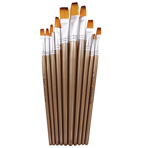 10Pcs Short Handle Flat Brush Set Drawing Paint Painting Brush Set