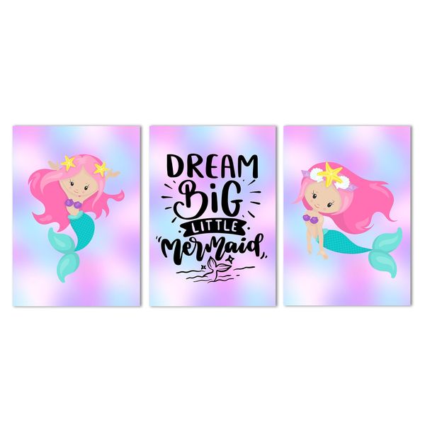 Canvas Nursery Wall Art: Dream Big Little Mermaid
