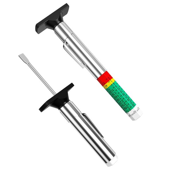 Tyre Tread Depth Gauge,TwoSided Color Coded Tyre Tread Depth Measuring Tool