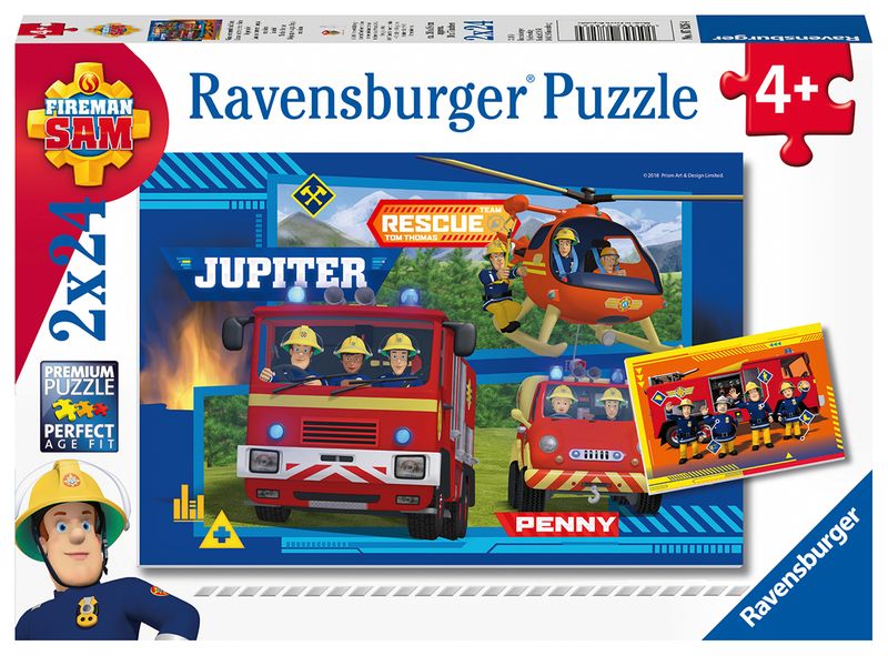 Ravensburger 2X24 Piece Puzzles-Fireman Sam To The Rescue