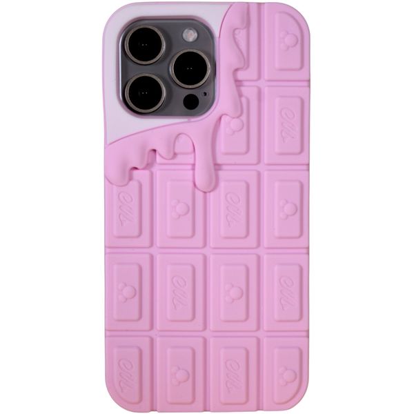 Phone Case With Silicone Chocolate Bar - Compatible with 15 Pro Max - Pink