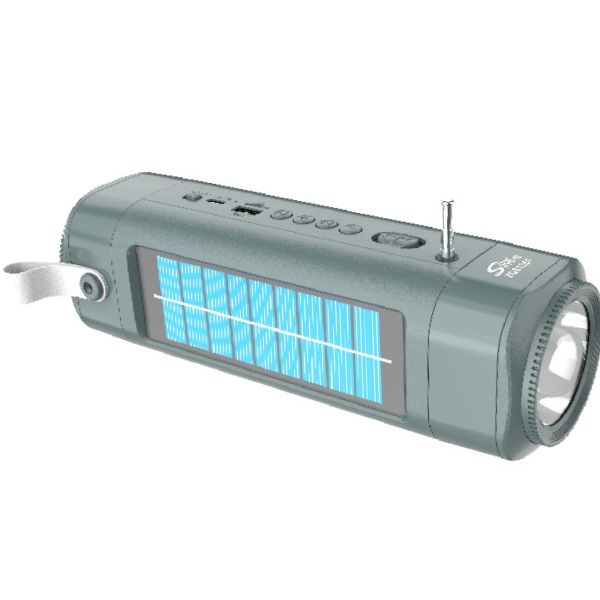ZQS1351 Solar-Charging Wireless Radio Speaker Flashlights Speaker - Grey