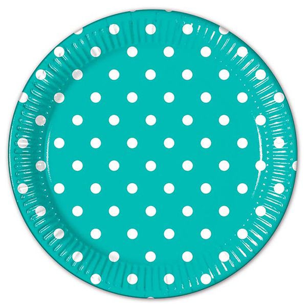 Turquoise Dots Paper Plate Large 23cm