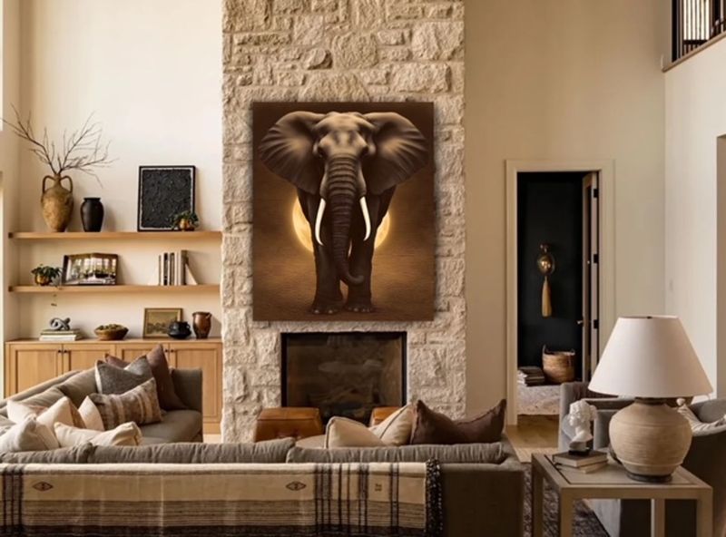 Canvas Wall Art - Sepia Bull Elephant