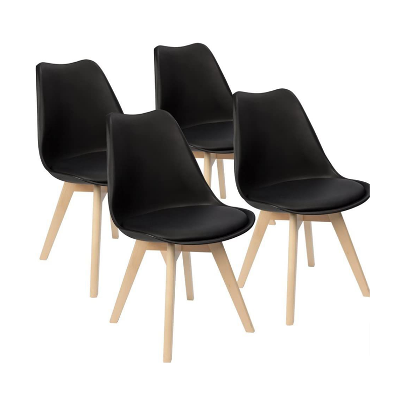 Set of 4 Padded Seat Wooden Leg Dining Chair Shop Today. Get it