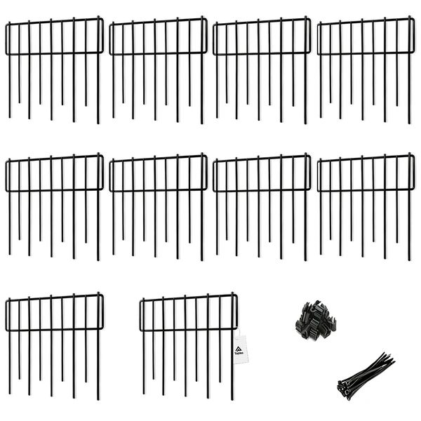 Topika Garden Animal Fence Barrier 10pcs No-Dig Metal Fence Panels