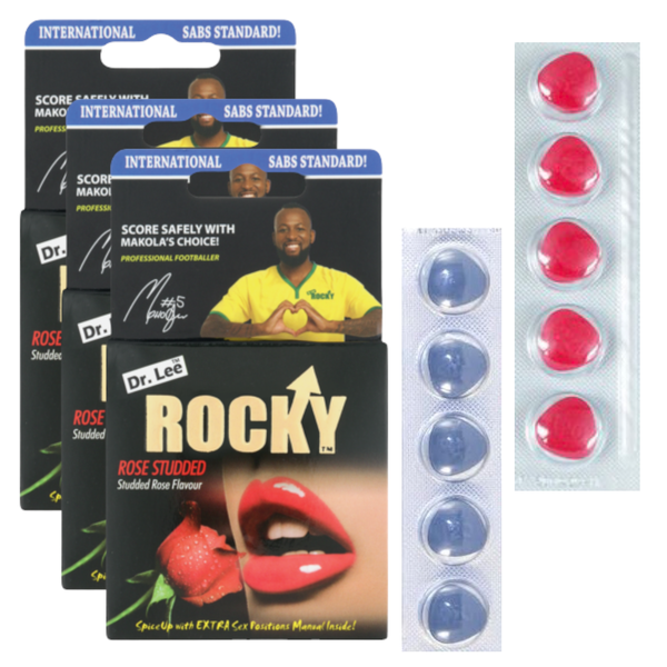 Dr Lee Rocky 3 Set Rose Studded Condoms with 10 Performance Tablets