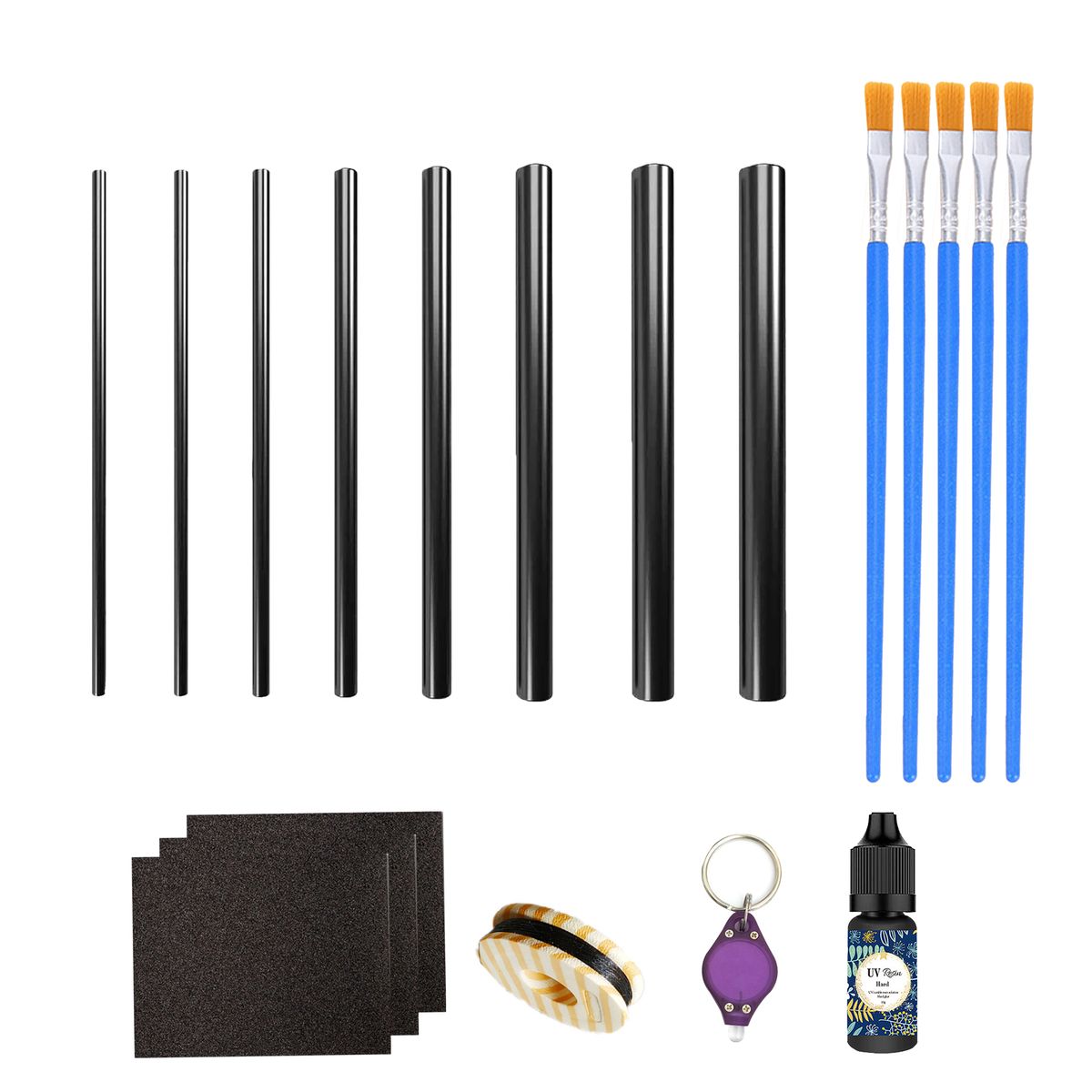 Mix Box 19 Piece Fishing Rod Carbon Fiber Sticks Repair Kit -10cm
