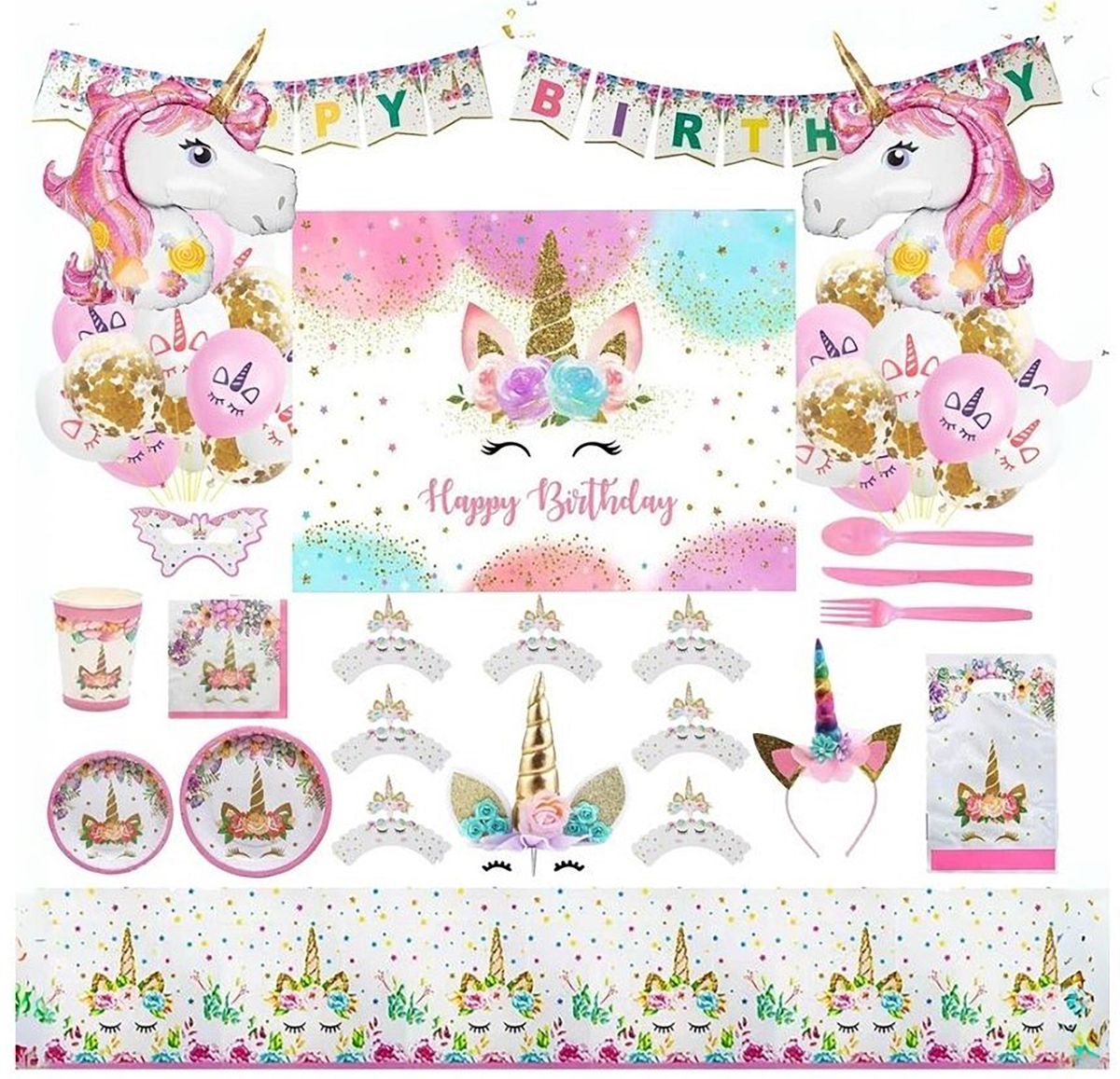 Unicorn Party Decorations for Girls | Happy Birthday Supplies | 209 ...