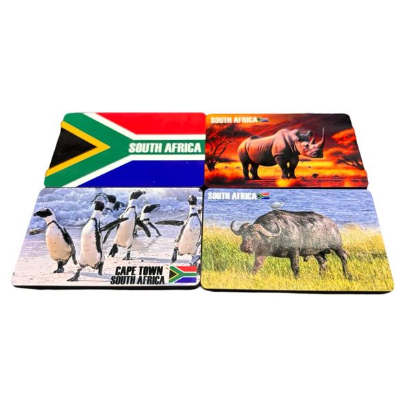 Set of 4 South Africa-Themed Wooden Magnets - 5x7.5 cm