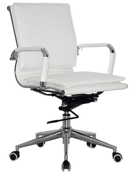 Square Pad Medium Back Office Chair-White