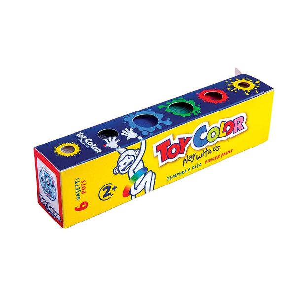 Toy Color - Superwashable &amp; Non-Toxic Fingerpaint for Kids - 6 x 25ml Pots