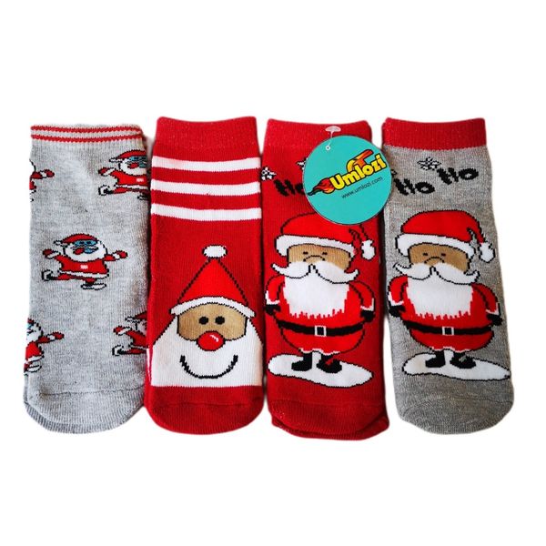 Christmas Design Kids Socks - 4 Pack- UK Junior 2- 4 - Umlozi