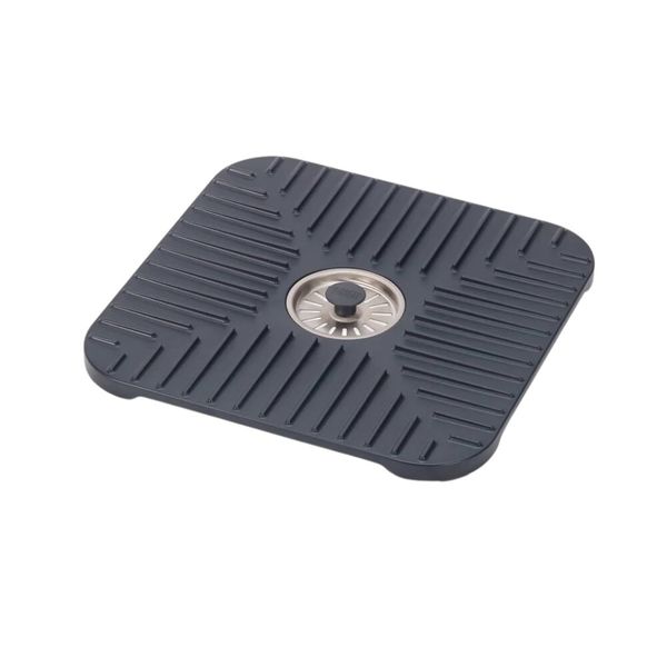 Grey Sink Protector Non Slip Base and Removable Drain Cover