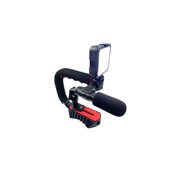 Vlogging Live Broadcast LED Video Light Rig Kit with Microphone