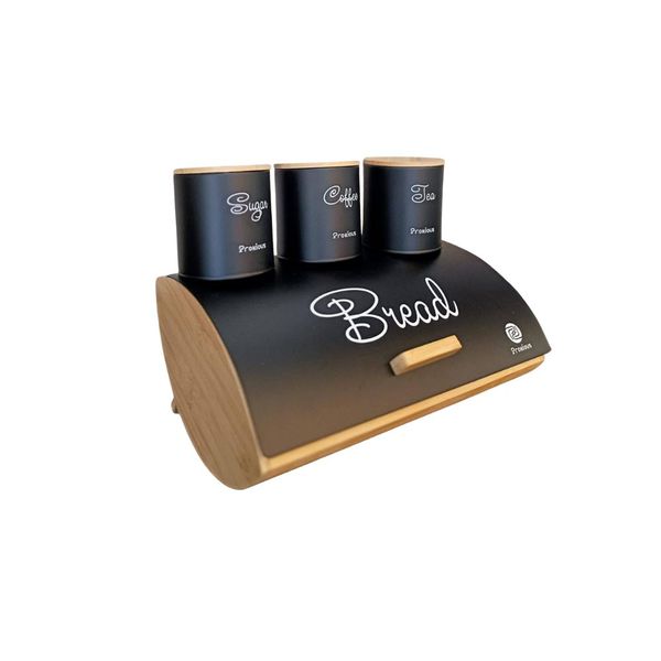 Homeware Bread Bin and Canister Set 4-piece