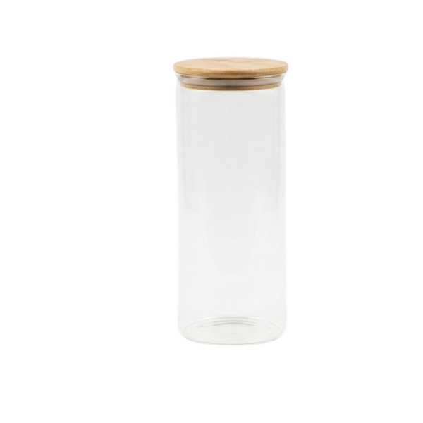 1800ml Borosilicate Glass Storage Jar with Bamboo Lid - Kitchen Canister