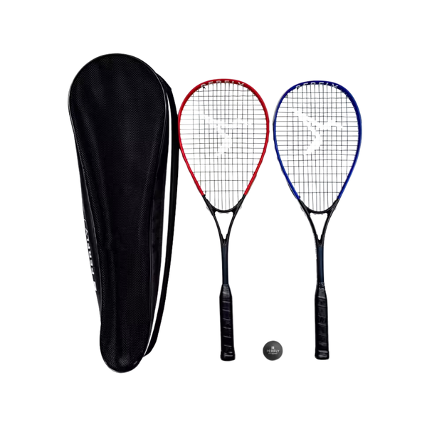 Perfly Squash Racket Set Wallbreaker 165 Club - 2 Rackets - 1 Red Dot Ball