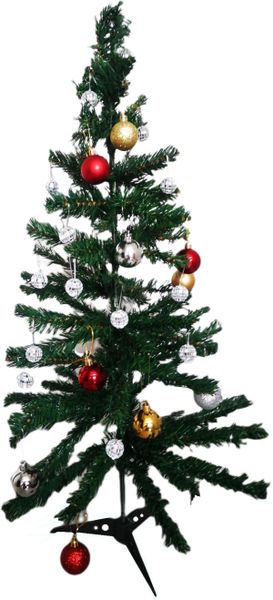 Christmas Tree And Decorations - 90Cm - Green