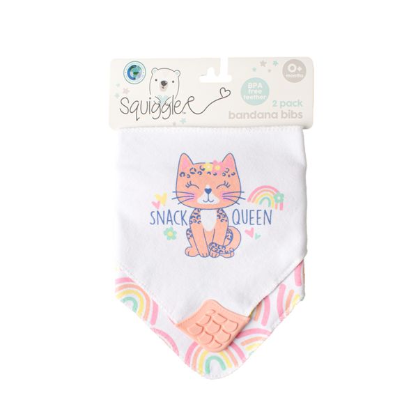 Baby Rainbow Jungle 2 Pack Bandana Teether Bib