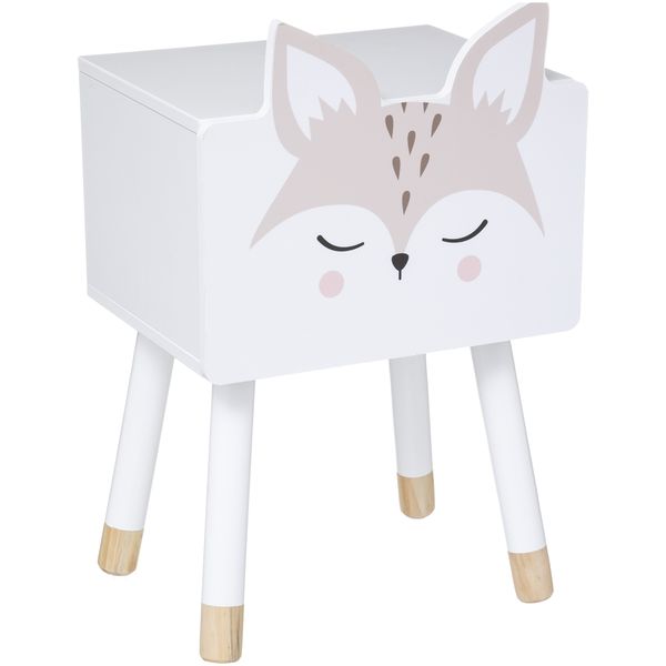 Fox Childrens Bedside Table with Drawer 38 x 29cm - White