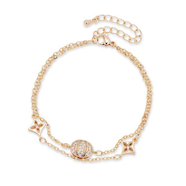 iDesire Double Strand Cubic Zirconia Cluster &amp; Flower Bracelet