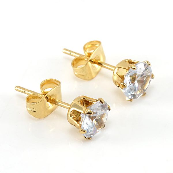 Earrings Round Ball Press Piercing Studs-Cubic Zirconia