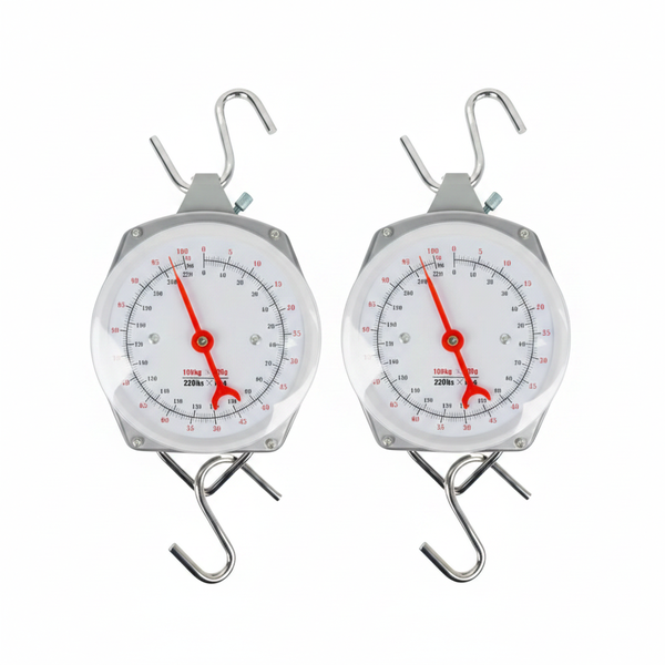 Durable 100Kg Hanging Scale with Hooks for Accurate Weighing - 2 Pack