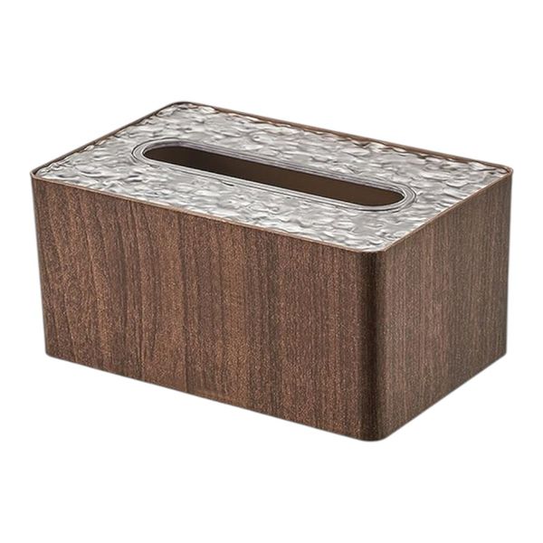 Nordic Automatic Wood Grain Design Tissue Box - Brown